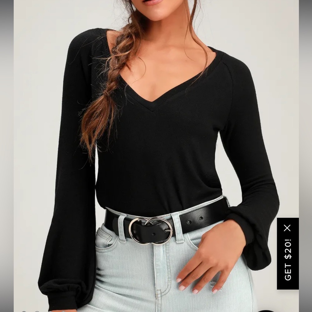 Lulus Black Bubble Sleeve Sweater